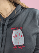 Load image into Gallery viewer, Cramping My Style Embroidered Crop Hoodie
