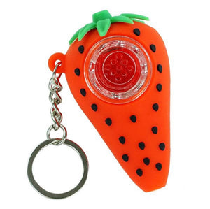 Silicone Strawberry Keychain Pipe