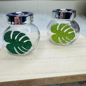 Monstera Leaf Screw top Jar