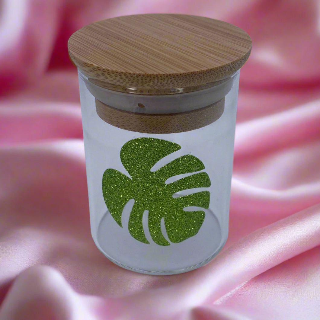 Monstera Leaf Bamboo Lid Jar