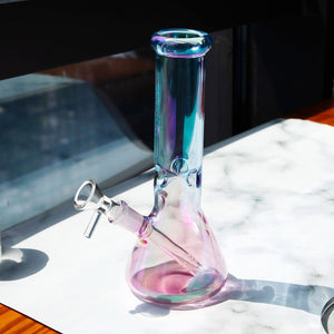 Iridescent Beaker Water Pipe 8 Inch