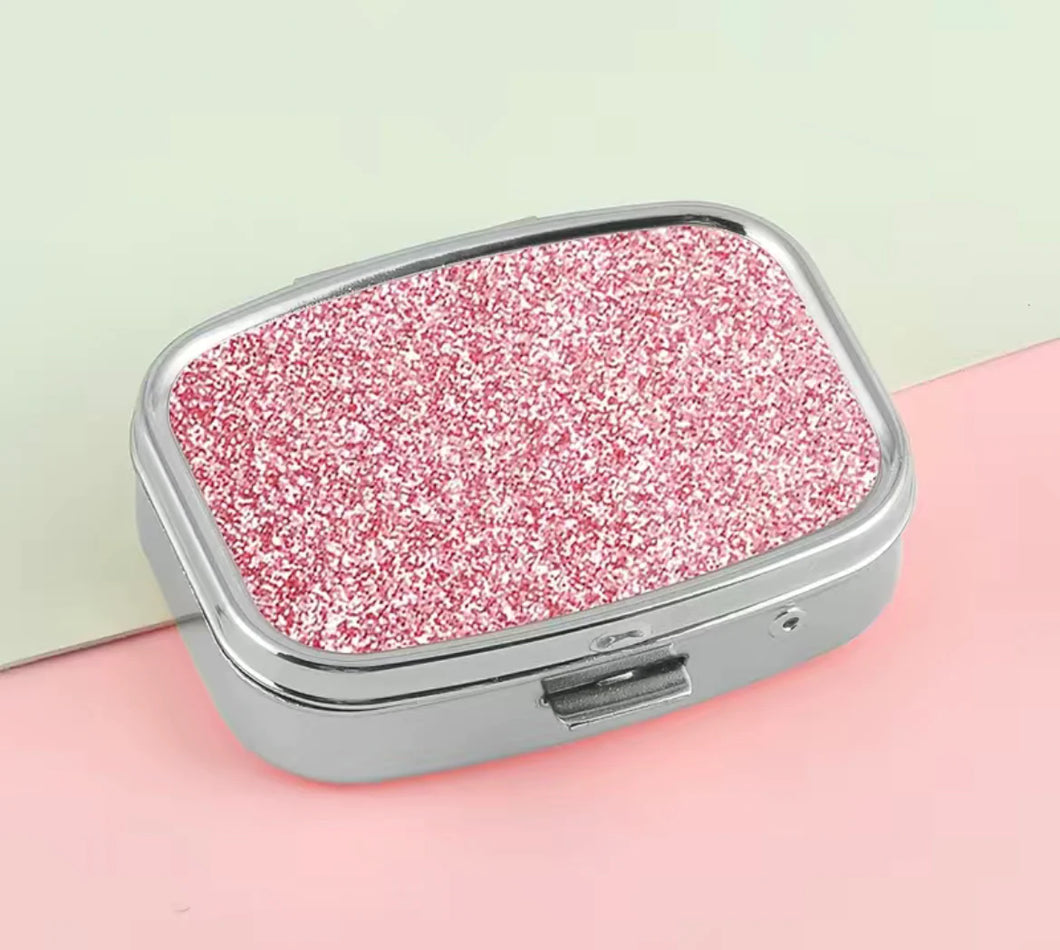 Pink Sparkly Pill Container
