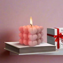 Load image into Gallery viewer, Pink Hearts Bubble Candle
