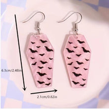 Load image into Gallery viewer, Coffin Pastel Bat Earrings
