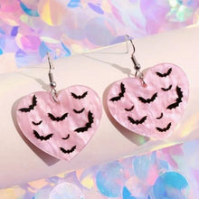 Load image into Gallery viewer, Heart Pastel Bat Earrings
