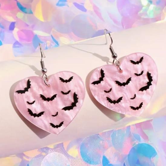 Heart Pastel Bat Earrings