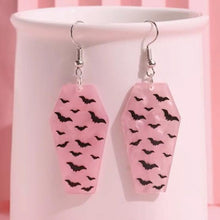 Load image into Gallery viewer, Coffin Pastel Bat Earrings
