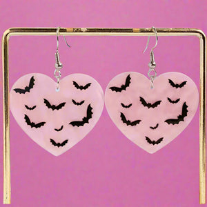 Heart Pastel Bat Earrings