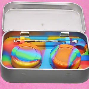 Rainbow Silicone Dab Travel Tin Kit