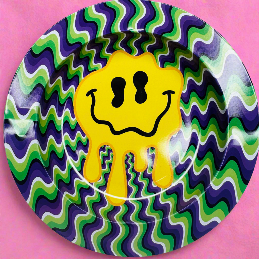 Circular portable melting smiley rolling tray