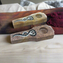 Load image into Gallery viewer, Hand Carved Stone Snake Hand pipe
