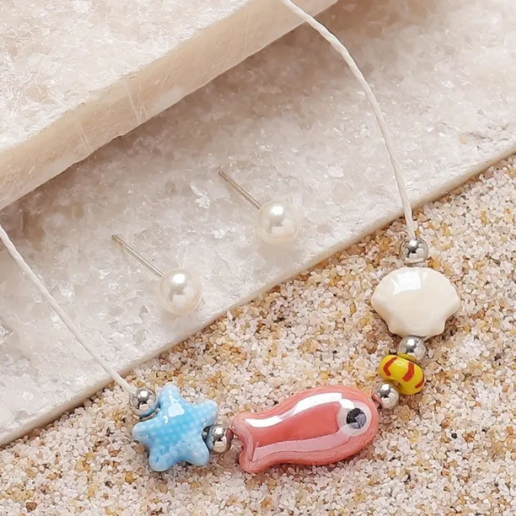 Underwater Ceramic Necklace and Earrings Set