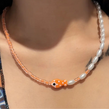 Load image into Gallery viewer, Glass Fish Hand Beaded Necklace
