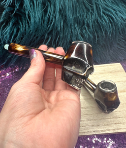 Skull Hand Pipe with Glass Tip