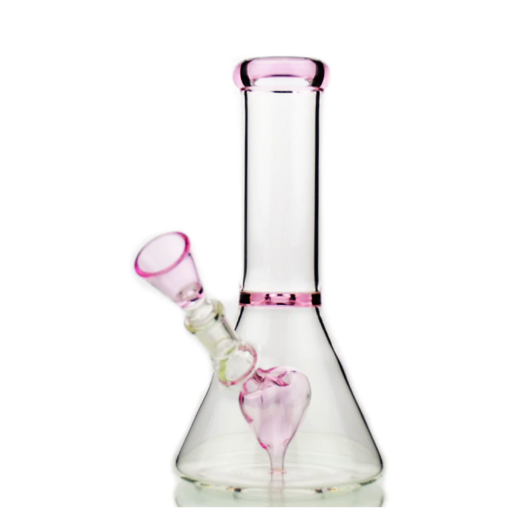 Pink Accent Beaker with Heart Downstem